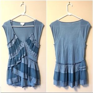 Anthropologie | NWOT Deletta Cap Sleeve Ruffle Top